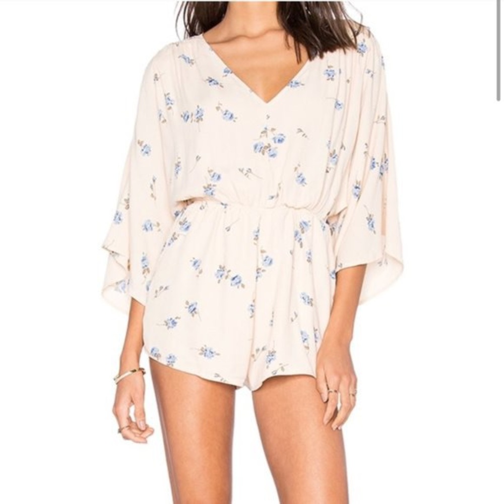 Line and Dot Long Sleeve Floral Romper